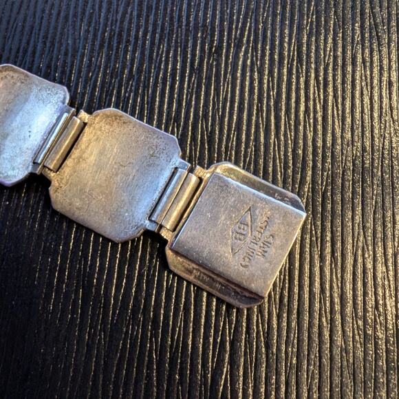 Vintage Siam Niello Sterling Silver Signed BB Sterling Panel Link Bracelet - Picture 3 of 7